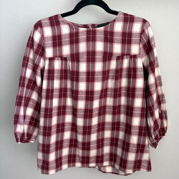Hatch Maternity Plaid Button Back Blouse Top Size 0 XS Cotton Feminine Flannel - Picture 1 of 8